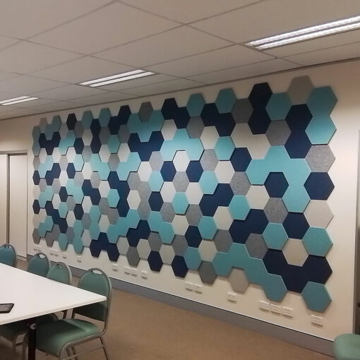 Acoustic Honeycomb Tiles on meeting room wall
